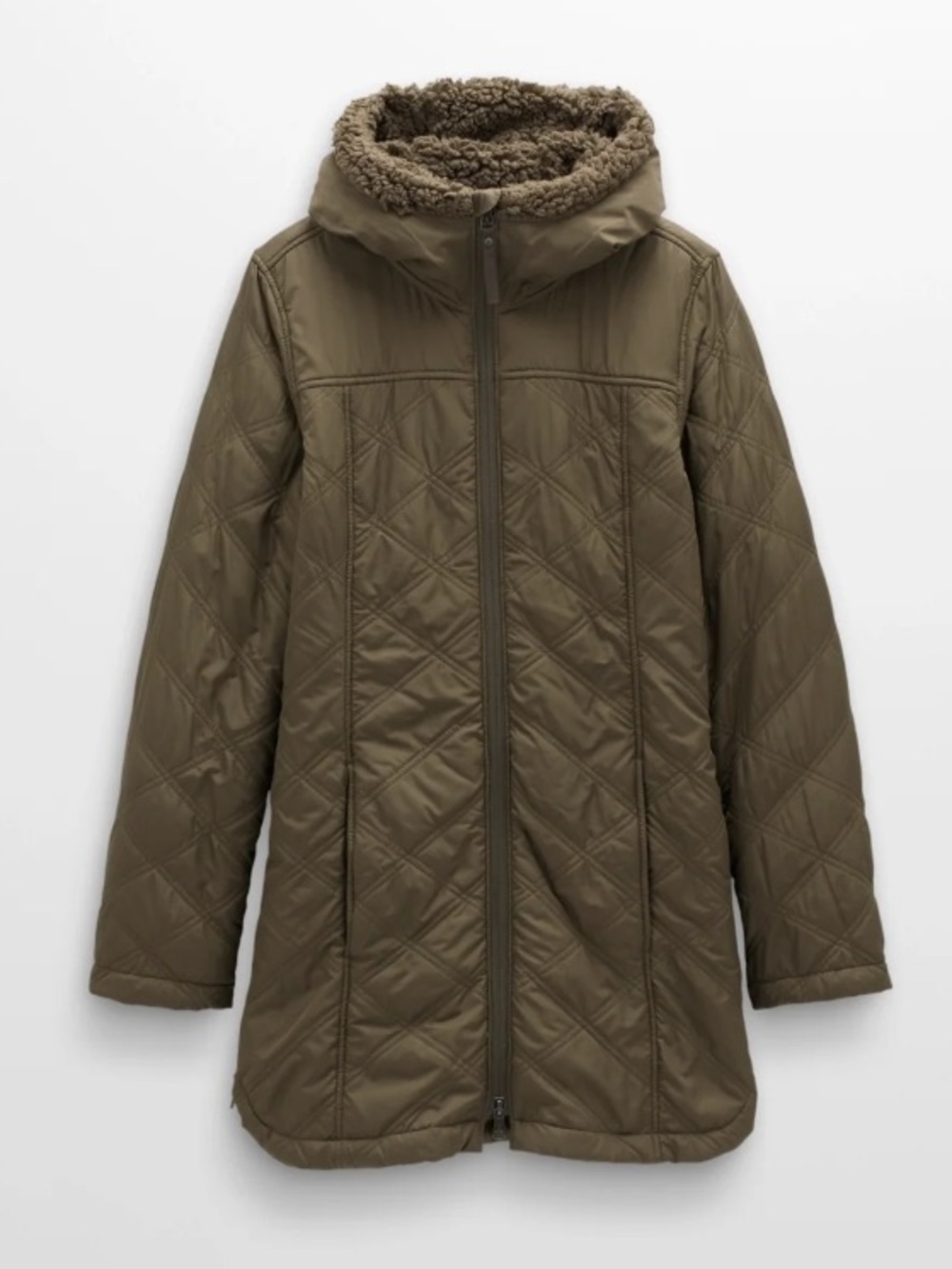 prAna Elsa Coat Quilted Fleece Puffer Water Repellent Slate Green Size XL